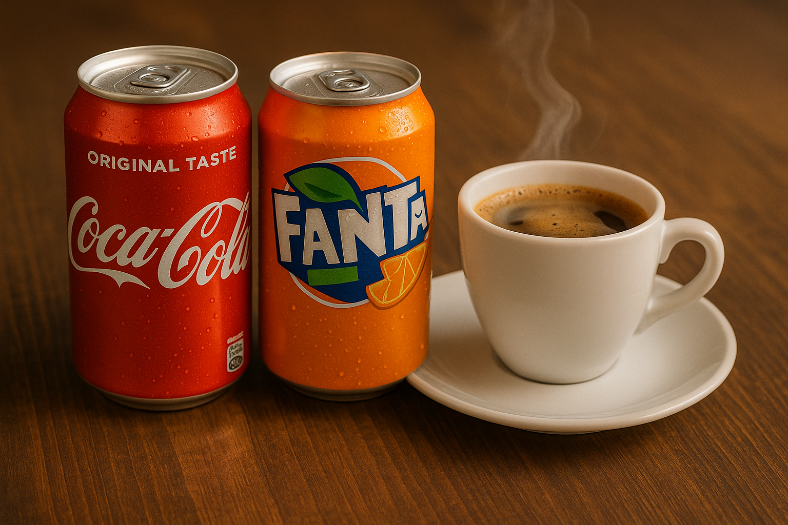 Cola, Fanta und Kaffee Crema